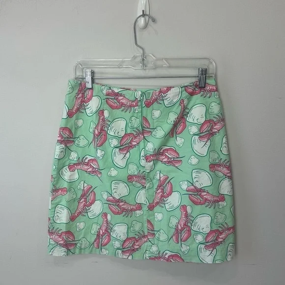 Vineyard Vines Lobster Clam Shell Skirt Green Pink Nantucket Coastal Preppy - Picture 2 of 3